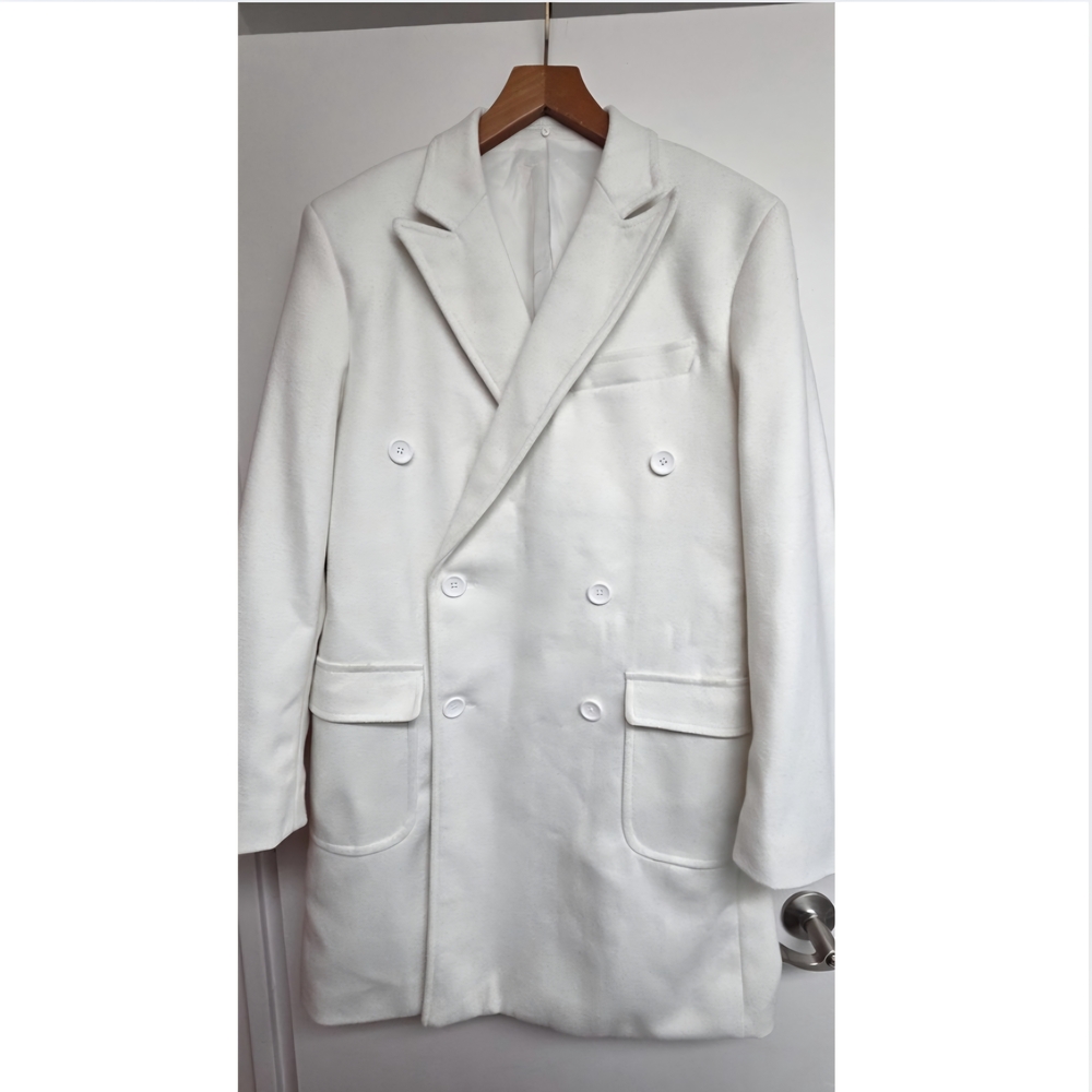 Alberto Nardoni White Wool Coat Size 38